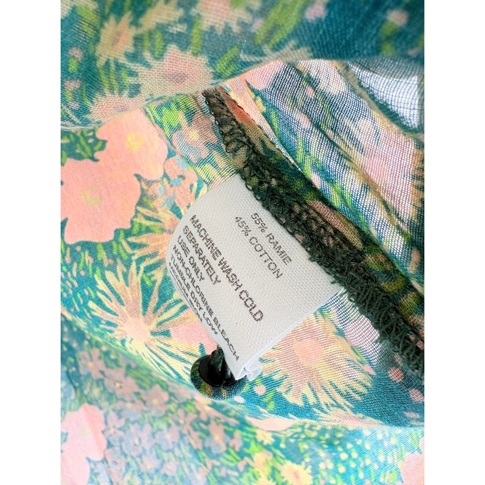 Birds of Paradis by Trovata Bailey Blouse Woodbine Cluster Floral Ramie Cotton - Picture 5 of 7